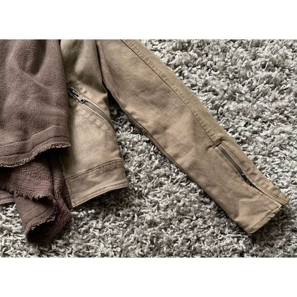 b5 Free People brown Boho Foated Drape Front Moto Jacket Coat sz 4 - Picture 7 of 9